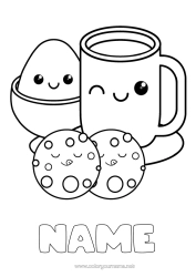 Free colouring Cute Cute Mug Drink Treats, sweets Biscuit