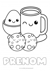 Dessin gratuit Mignon Kawaii Tasse Boisson Gourmandises, sucreries Biscuits