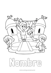 Colorear gratis Castillo Niño Boya Juegos y juguetes Parque de atracciones Feria