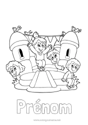 Coloriage gratuit Château Enfant Bouée Jeux et jouets Parc d'attractions Fête Foraine