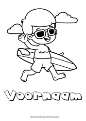 Gratis kleurplaat Sport Jongen Surfen Badpak Watersporten Bril
