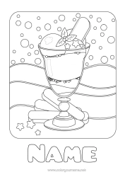 Free colouring Cute Summer Treats, sweets Ice cream Intermediate colouring sheets