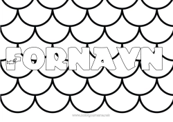 Gratis fargelegging Strand Hav Barnaktiviteter Fisk Dekorert navn Enkle fargelegginger Zentangle Marin eller akvatisk dyr Dekorativ bakgrunn