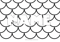 Free colouring Beach Sea Children's activities Fish Decorated name Easy colouring pages Zentangle Marine or aquatic animals Decorative background