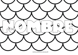 Colorear gratis Playa Mar Actividades para niños Pescado Nombre decorado Dibujos fáciles para colorear Zentangle Animales marinos o acuáticos Fondo decorativo
