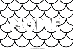Colorazione gratuita Spiaggia Mare Attività per Bambini Pesce Nome decorato Disegni da colorare facili Zentangle Animali marini o acquatici Sfondo decorativo