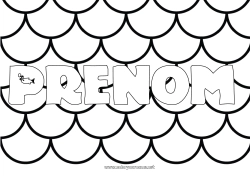 Coloriage gratuit Plage Mer Activités enfants Poisson Nom décoré Coloriages faciles Zentangle Animaux marins ou aquatique Fond décoratif