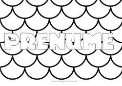 Pagină de colorat gratuită Plajă Mare Activități pentru copii Pește Nume decorat Desene de colorat ușoare Zentangle Animale marine sau acvatice Fundal decorativ
