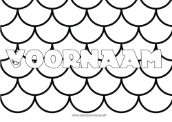 Gratis kleurplaat Strand Zee Activiteiten voor Kinderen Vis Gedecoreerde naam Eenvoudige kleurplaten Zentangle Zeedieren Decoratieve achtergrond