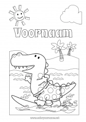 Gratis tekening Sport Krokodil Zon Zee Dier Palmboom Surfen Reptielen Watersporten