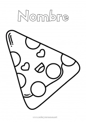 Colorear gratis Kawaii Italia Dibujos fáciles para colorear Pizza