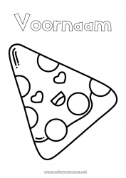 Gratis tekening Kawaii Italië Eenvoudige kleurplaten Pizza