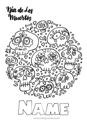 Free colouring Skull Day of the Dead
