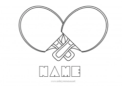 Free coloring Easy coloring pages Racket sports Ping pong Racket