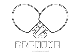 Pagină de colorat personalizată Sport Desene de colorat ușoare Sporturi cu rachete Ping pong Rachetă
