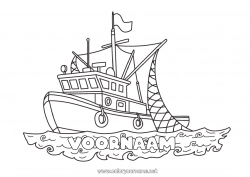 Gratis tekening Vissen Zee Voertuigen Boot Beroep Maritieme voertuigen Visserman Zeeberoepen