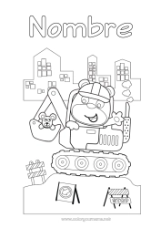 Colorear gratis Llevar Ratón Vehículos Animales Osito Maquinaria de construcción Animales del bosque Trabajo Retroexcavadora Oficios de la construcción Construcción