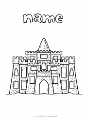 Free coloring Castle Beach Sandcastle