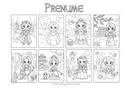 Pagină de colorat personalizată Castel Prințesă Sirena Poveste cu zâne Colorează intermediare Povesti pentru copii Albă ca Zăpada
