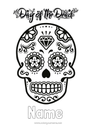 Colouring to customise Skull Day Of The Dead
