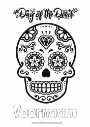 Gratis kleurplaat Schedel Dia de los Muertos