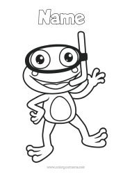 Colouring to customise Sport Frog Animal Easy Colouring Pages Marine Or Aquatic Animals Diving Water Sports