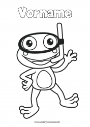 Malvorlage anpassen Sport Frosch Tier Einfache Ausmalbilder Meeres- oder Wasserlebewesen Tauchen Wassersport