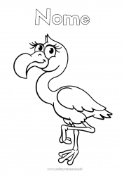 Desenho para personalizar Animal Flamingo Pássaros e mamíferos voadores