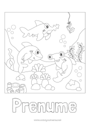Pagină de colorat gratuită Mare Animal Rechin Animale marine sau acvatice Rechin ciocan