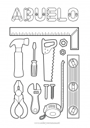 Niño página para colorear Herramientas Mecánico Oficios de la construcción Profesiones del transporte