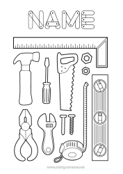 Colouring to customise Tools Garage Mechanic Construction Trades Transport Occupations