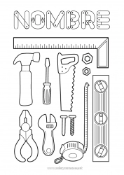 Colorear para personalizar Herramientas Mecánico Oficios de la construcción Profesiones del transporte