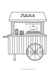 Colouring to customise Cinema Popcorn Treats, Sweets Sales Professions Culinary Professions Stand