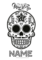 Free colouring Skull Day of the Dead