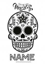 Free coloring Skull Día de los Muertos