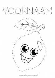 Gratis tekening Kawaii Activiteiten voor Kinderen Fruit Eenvoudige kleurplaten Trace et colorie Citroen