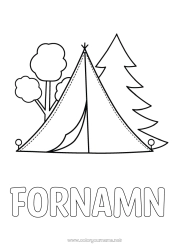 Gratis teckning Lätta målarbilder Camping Tält Gran