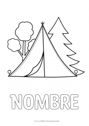 Colorear gratis Dibujos fáciles para colorear Cámping Tienda de campaña Abeto