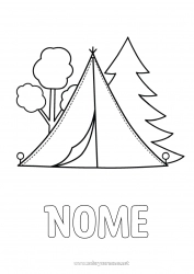 Desenho para personalizar Desenhos para colorir fáceis Camping Tenda Árvore de Natal