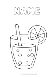 Colouring to customise Fruit Drink Easy Colouring Pages Lemon Orange Lemonade