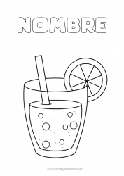 Colorear para personalizar Frutas Bebidas Dibujos fáciles para colorear Limón Naranja Limonada