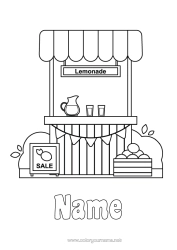 Colouring to customise Drink Sales Professions Culinary Professions Lemonade Stand