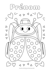 Coloriage gratuit Coeur Coccinelle Insectes Cartable