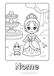 Desenho para personalizar Kawaii Sapo Princesa Conto de Fadas Animais marinhos ou aquáticos Desenho Animado Princesas famosas