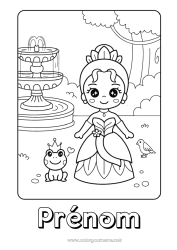 Coloriage gratuit Kawaii Grenouille Princesse Conte de fées Animaux marins ou aquatique Dessin animé Princesse célèbre