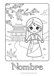 Dibujo libre Kawaii Princesa Cuento de hadas Dibujo animado Princesa famosa Cerezo Pagoda