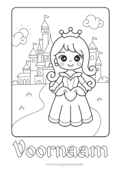 Gratis kleurplaat Kasteel Kawaii Prinses Sprookje Cartoon Beroemde Prinses