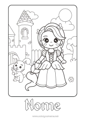 Desenho grátis Castelo Kawaii Coelho Princesa Conto de Fadas Animais da floresta Desenho Animado Princesas famosas