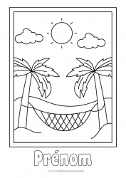 Coloriage gratuit Été Palmier Hamac