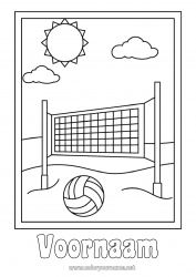 Kleurplaat aanpassen Sport Ballonnen Strand Volleybal Teamsporten